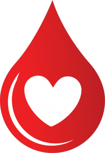 Blood drop icon with heart inside