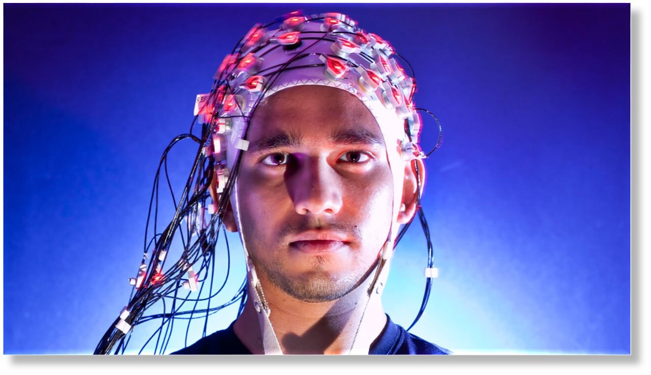 Man in EEG cap