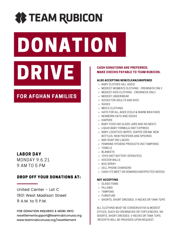 Team Rubicon Labor Day Donation Drive - Flyer With Details